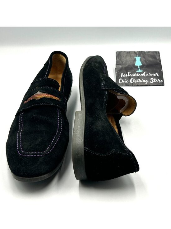 Robert Graham Men\'s Black Suede Leather Embroided Slip-On Loafers 11.5 D 3488 main image 11